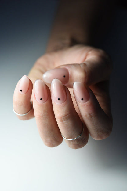 DOT DOTS Nail Art, Cream Nude Acrylic Like Press On Nails Handmade, Minimalistic Fake Nails, Stiletto, Coffin, Long, Short, Medium, reusable – Luxury Handmade Reusable Press On Nails