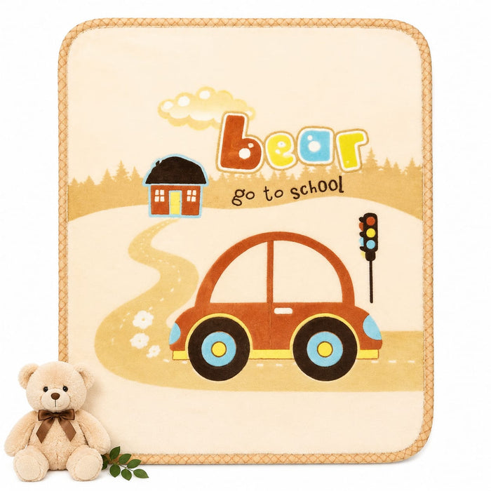 Double Ply Plush Baby Blanket Skin Car 46 x 29 Inches – Soft Warm Winter Blanket