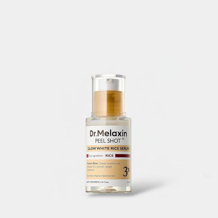 Dr. Melaxin Peel Shot Glow White Rice Serum 30ml سيروم الأرز الأبيض المقشر من دكتور ميلاكسين لتفتيح البشرة - Princess Cosmetics Qatar