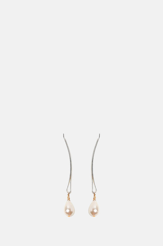 Beatriz Palacios Drop Pearl Silver Hairpins.