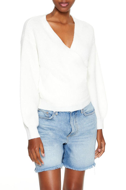 Drop-Sleeve Wrap Sweater