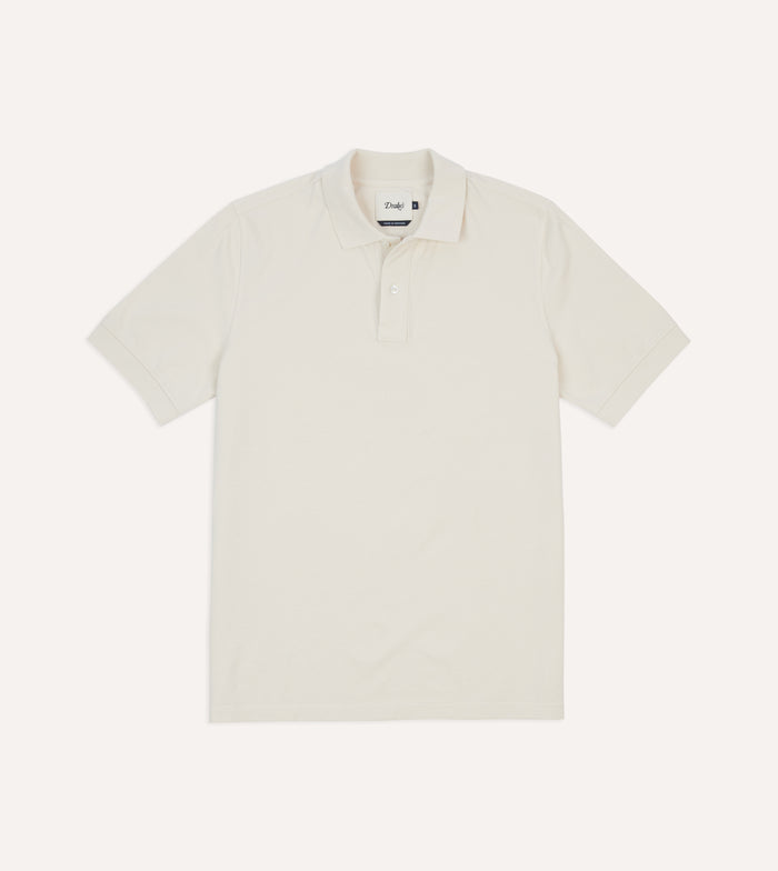Ecru Piqué Cotton Polo Shirt