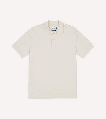Ecru Piqué Cotton Polo Shirt
