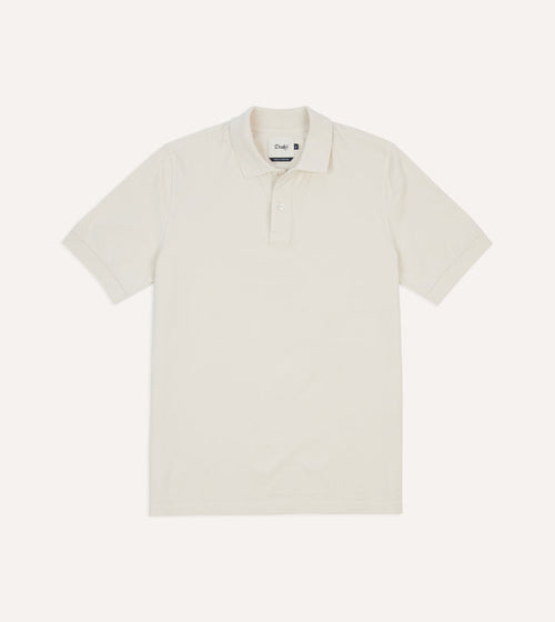 Ecru Piqué Cotton Polo Shirt