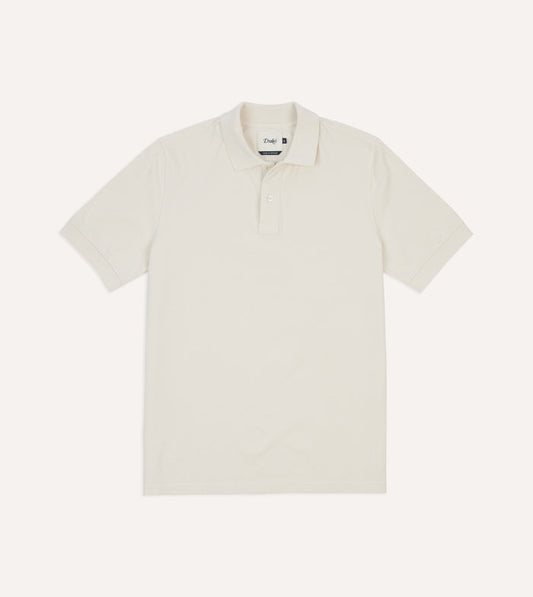 Ecru Piqué Cotton Polo Shirt