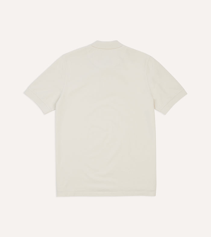 Ecru Piqué Cotton Polo Shirt