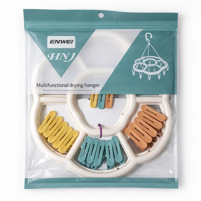 Enwei - Laundry Hangers - Multicolor - 18 Clips - Hexagon