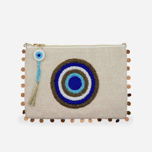 Evil Eye Tassel Clutch