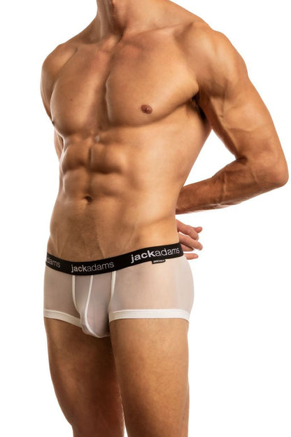 Jack Adams Excite Sheer Shorty Trunk in white - men's sexy, premium, functional underwear, jockstraps and thongs.