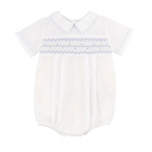 Feltman White/Blue Waves Smocked Bubble