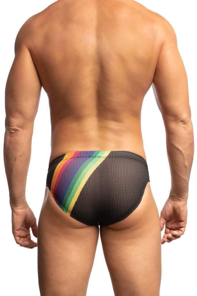 Jack Adams Flex Low-Rise Swim Brief in rainbow black - men's premium, sexy, functional swimwear and underwear