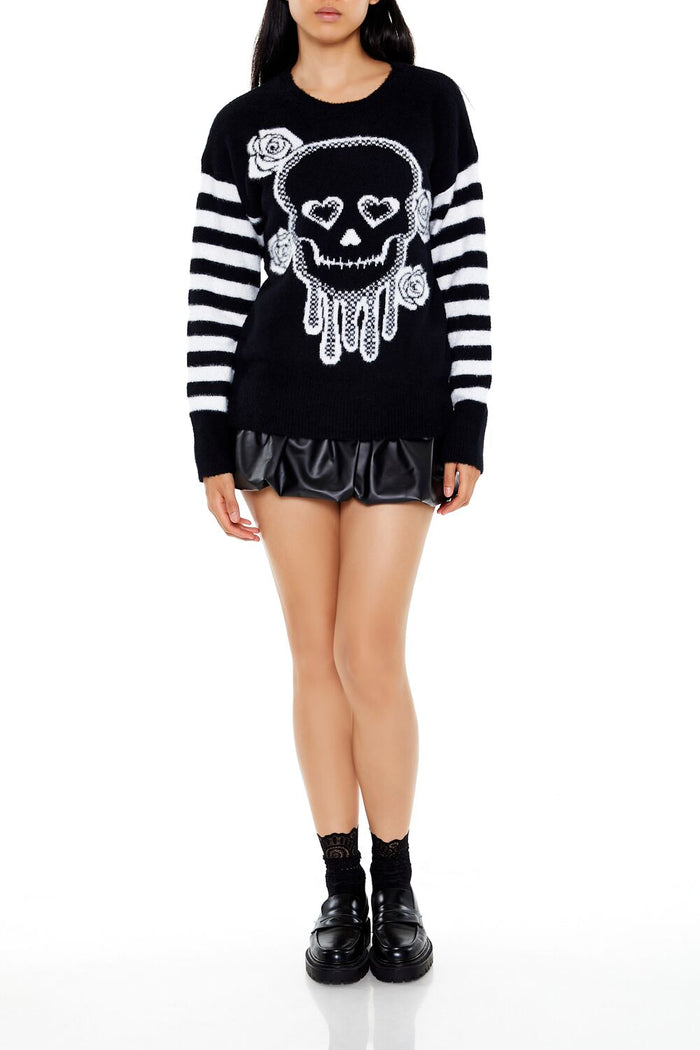 Floral Skull Graphic Sweater