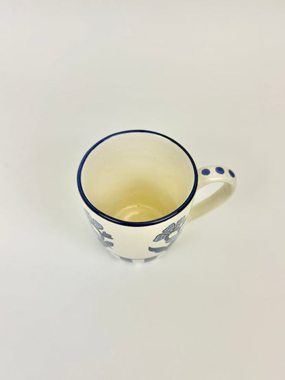 Flower Stripe Blue Mug Drinkware in at Wrapsody