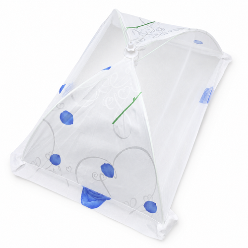 Foldable Umbrella Mosquito Net - Blue - Flower