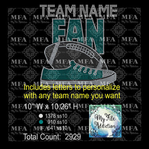 Football Team Fan Low Tops with Letters Rhinestone Digital Download File - My File Addiction