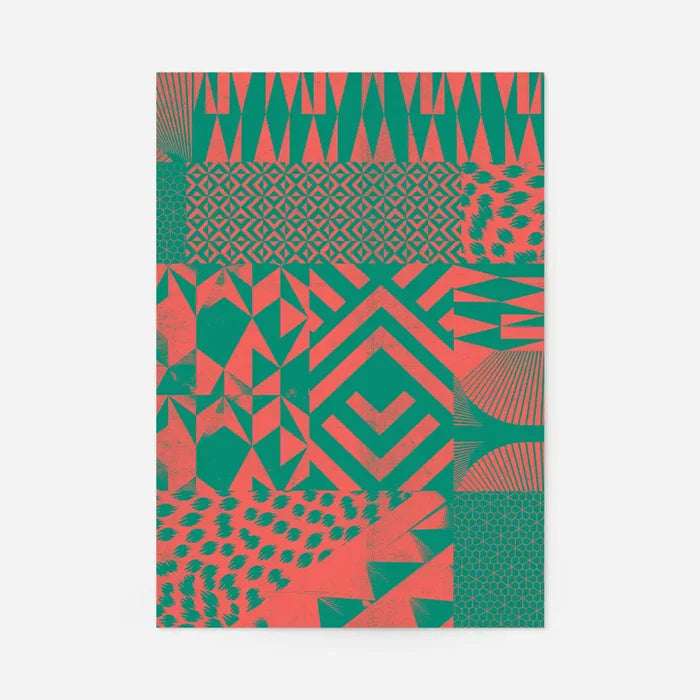 Geometric Segments Pink & Green Print