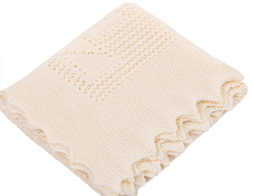 G..H. Hurt and Son Teddy Alphabet Baby Shawl - Cream