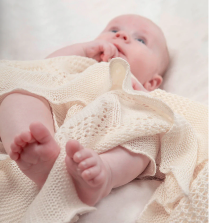 G..H. Hurt and Son Teddy Alphabet Baby Shawl - Cream