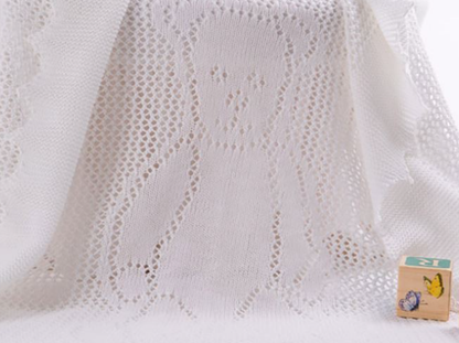 G.H. HURT AND SON Teddy Alphabet Baby Shawl - White