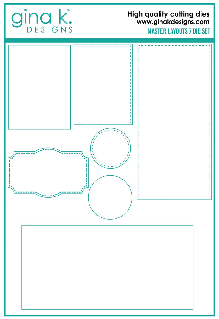 Gina K. Designs - Dies Master Layouts 7. Our dies are compatible with most die cutting machines.  Follow the manufacturer's instructions for your specific machine for cutting wafer thin dies. Available at Embellish Away located in Bowmanville Ontario Canada.