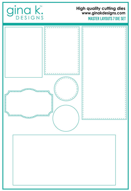 Gina K. Designs - Dies Master Layouts 7. Our dies are compatible with most die cutting machines.  Follow the manufacturer's instructions for your specific machine for cutting wafer thin dies. Available at Embellish Away located in Bowmanville Ontario Canada.