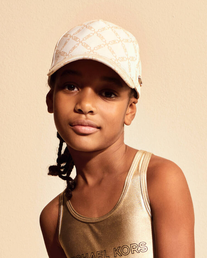 MICHAEL KORS Girls Ivory MK Empire Logo Cap