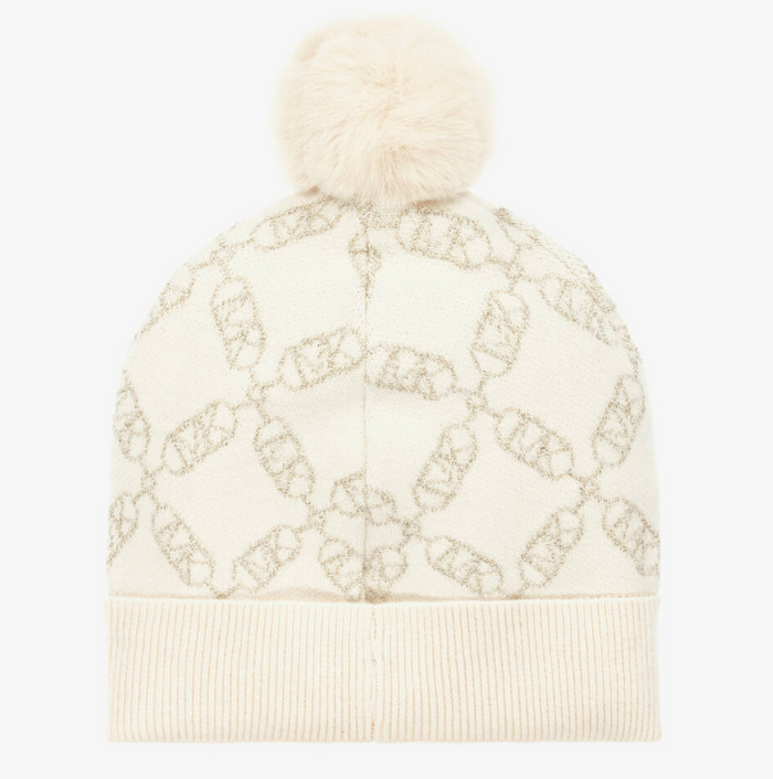 MICHAEL KORS Girls Ivory MK Empire Logo Hat