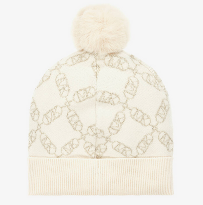 MICHAEL KORS Girls Ivory MK Empire Logo Hat