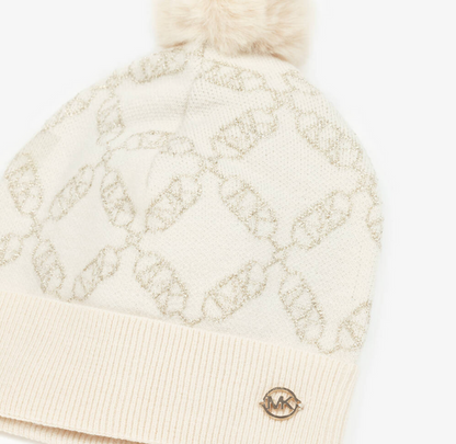 MICHAEL KORS Girls Ivory MK Empire Logo Hat