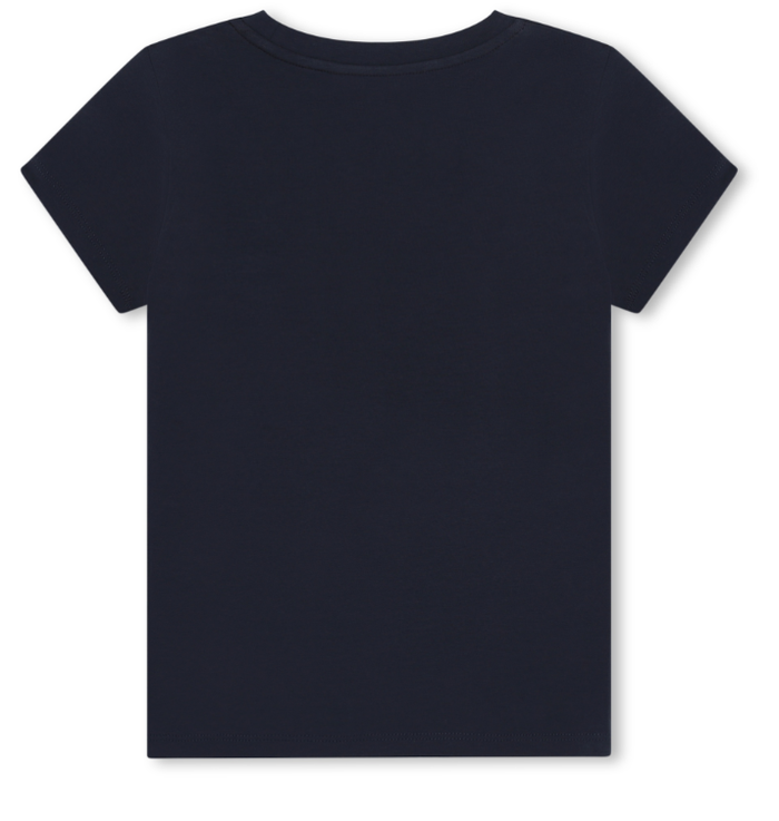 MICHAEL KORS Girls Navy Blue & Gold Logo T-Shirt