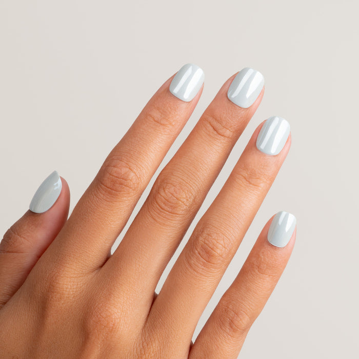 Light blue nails - chrome finish