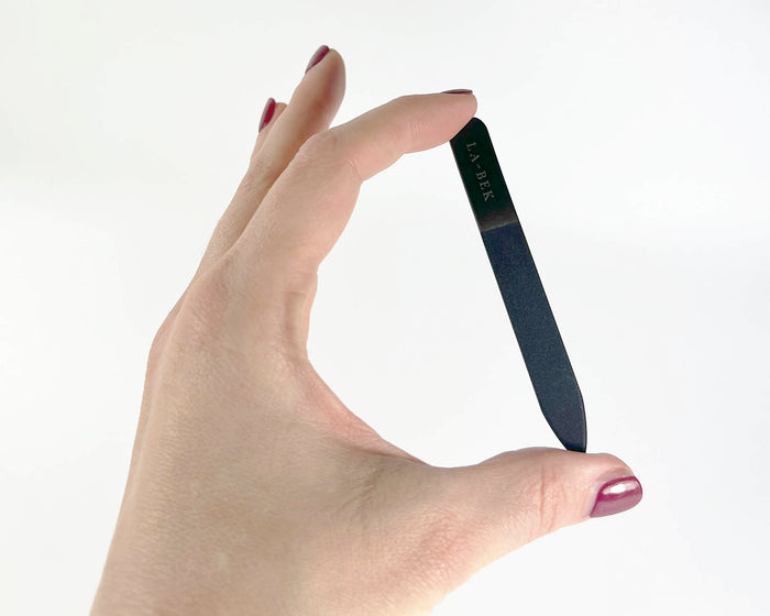 Glass Nail File by La-Bek, held in hand