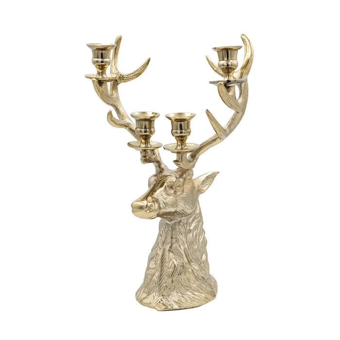 Gold Finish Deer Candelabra