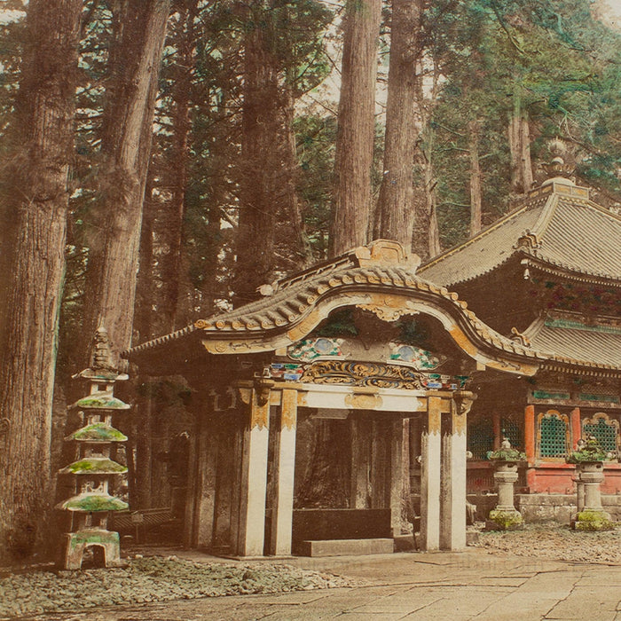 Hand Tinted Albumen of Chōzuya & Torii | Antique Japanese Photograph