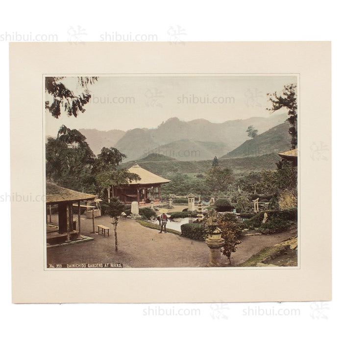 Hand Tinted Albumen of Dainichido Gardens | Antique Japanese Photograph
