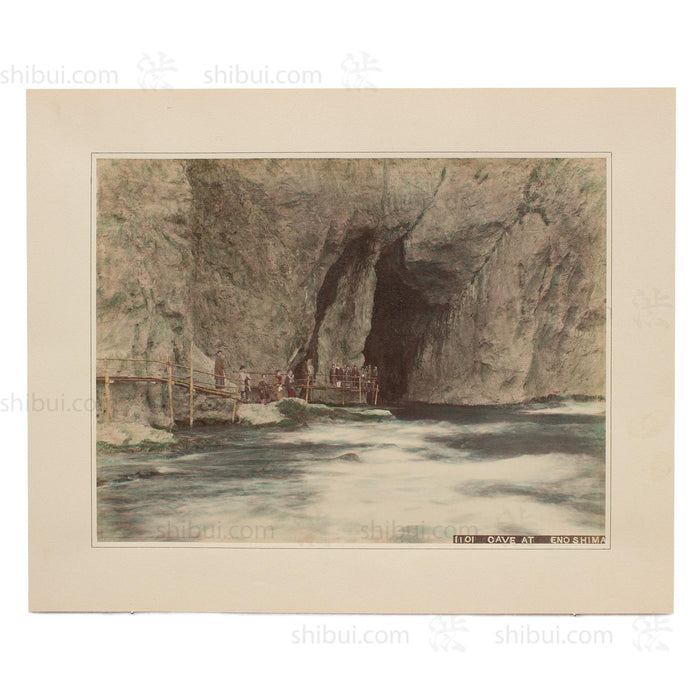 Hand Tinted Albumen of Enoshima Caves | Antique Japanese Photograph