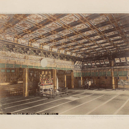 Hand Tinted Albumen of Ieyasu Temple Interior | Antique Japanese Photograph