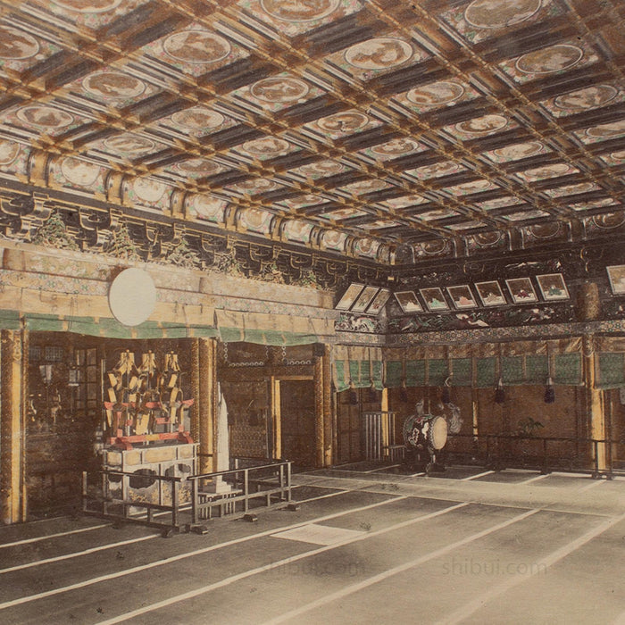 Hand Tinted Albumen of Ieyasu Temple Interior | Antique Japanese Photograph