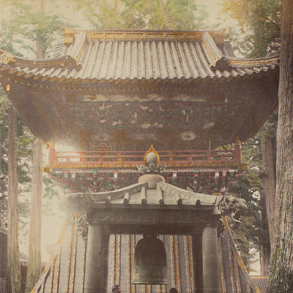 Hand Tinted Albumen of Nikko Bell Tower | Antique Japanese Photograph