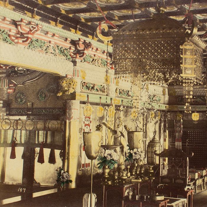 Hand Tinted Albumen of Shrine Table | Antique Japanese Photograph