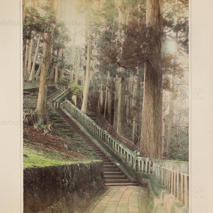 Hand Tinted Albumen of Stone Steps | Antique Japanese Photograph
