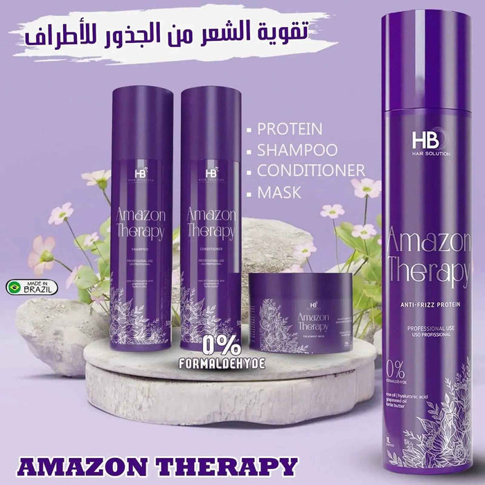 HB HAIR SOLUTION Amazon Therapy Brazilian Anti Frizz Hair Treatment Set - DOKAN