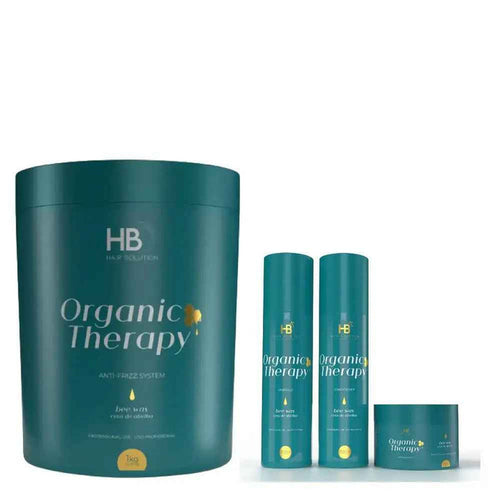 HB HAIR SOLUTION Organic Therapy Bee Wax Brazilian Anti Frizz hair Treatment Set - DOKAN