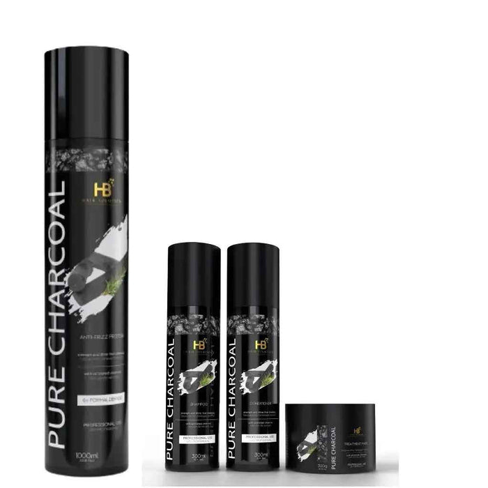 HB HAIR SOLUTION Pure Charcoal Brazilian Anti Frizz hair Treatment Set - DOKAN