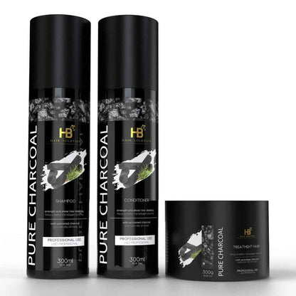 HB HAIR SOLUTION Pure Charcoal Brazilian Anti Frizz hair Treatment Set - DOKAN