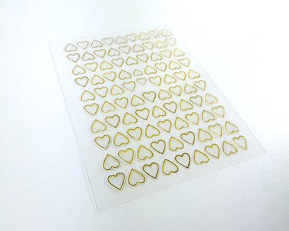 Gold Outline Hearts Nail Art Decals