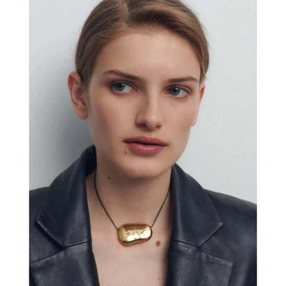 Heaven Mayhem Julia Necklace | Gold & Black Statement Cord Necklace