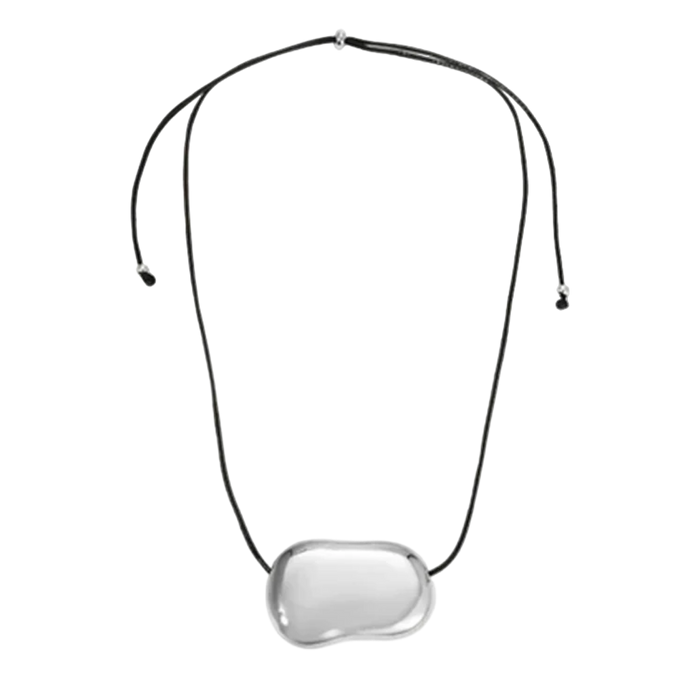 Necklace with a clear pendant on a white background