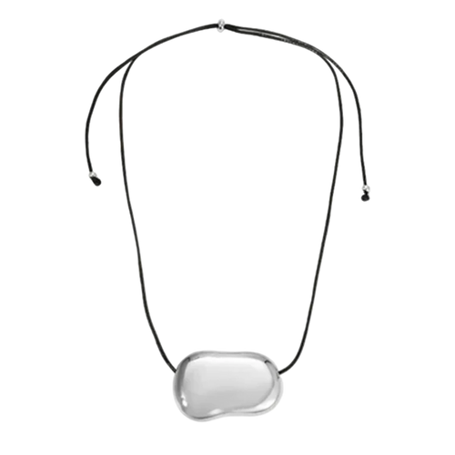 Necklace with a clear pendant on a white background