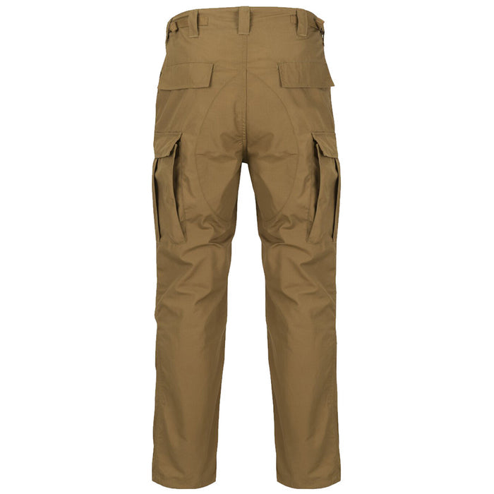 rear of helikon bdu mk2 coyote trousers with reinforced seat